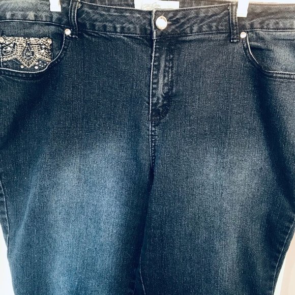 One-5-One Sun Burst Design Pockets Blue Jeans - Picture 3 of 8